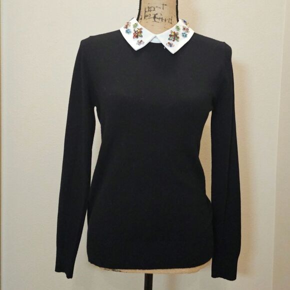 Siani Jeweled Collar Black Sweater Size Small - Picture 1 of 7
